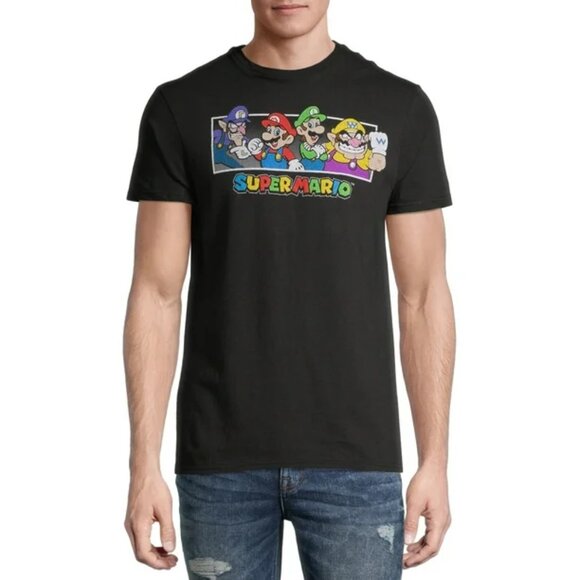 Nintendo Super Mario Bros Black T-Shirt Tee — L - Picture 1 of 5